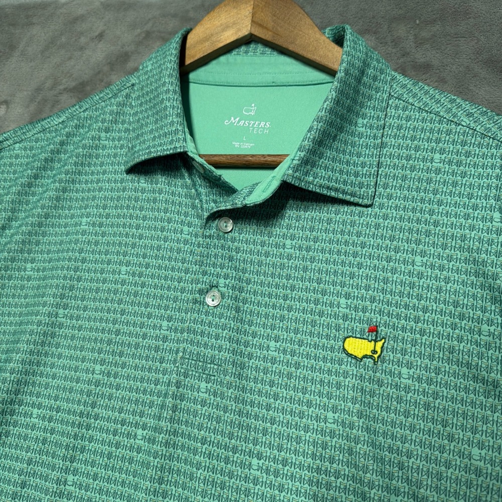Masters Tech Golf Polo Men Large Green Chair AOP All Over Print Performance